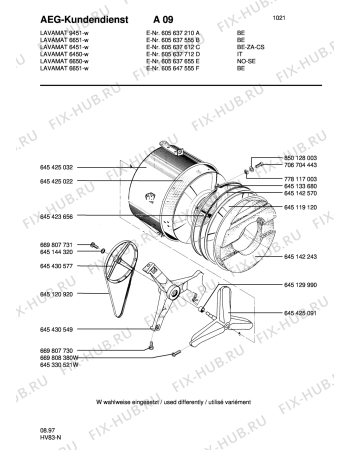 Взрыв-схема стиральной машины Aeg LAV6451 SENS. - Схема узла Tub and drum